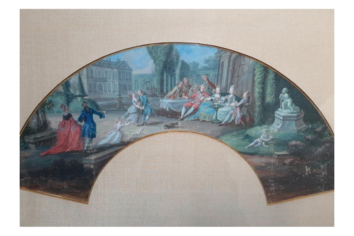 Afternoon dancing at the château, fan leaf circa 1770