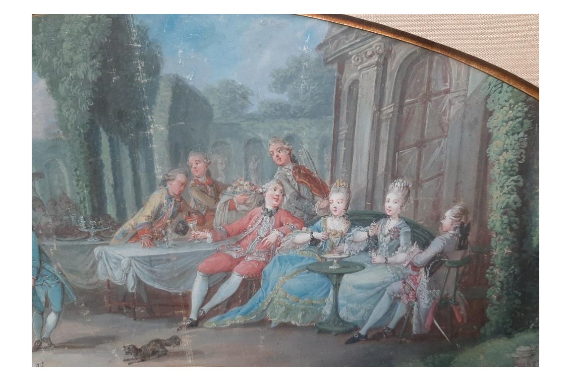 Afternoon dancing at the château, fan leaf circa 1770