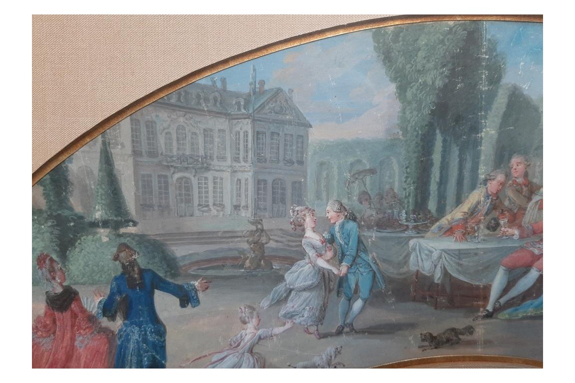 Afternoon dancing at the château, fan leaf circa 1770