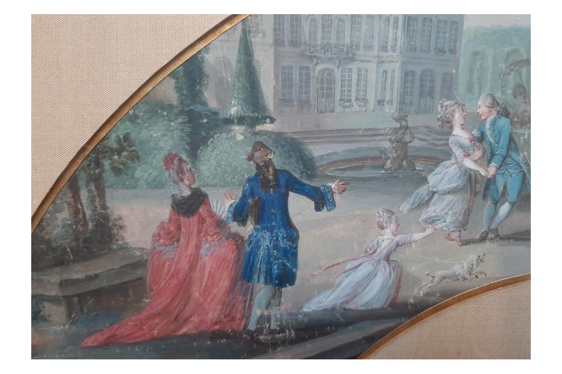 Afternoon dancing at the château, fan leaf circa 1770