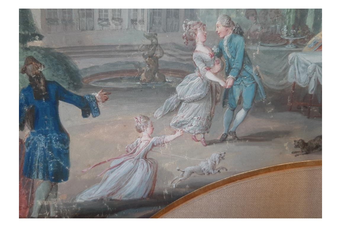 Afternoon dancing at the château, fan leaf circa 1770