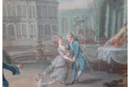 Afternoon dancing at the château, fan leaf circa 1770