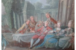 Afternoon dancing at the château, fan leaf circa 1770