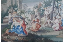 Orphée et Eurydice, feuille d'éventail XVII ou XVIIIème siècle