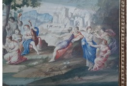 Orphée et Eurydice, feuille d'éventail XVII ou XVIIIème siècle