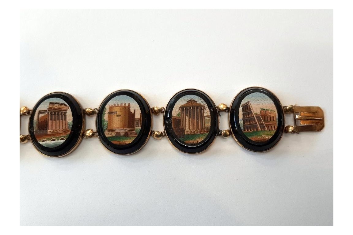 Souvenir of the Grand Tour, micro-mosaic bracelet, early 19th century