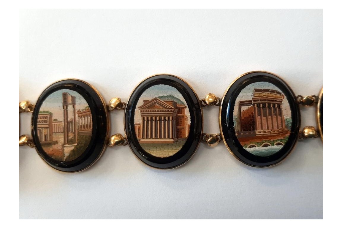 Souvenir of the Grand Tour, micro-mosaic bracelet, early 19th century