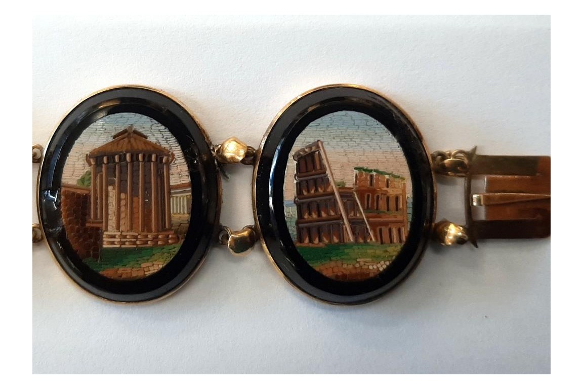 Souvenir of the Grand Tour, micro-mosaic bracelet, early 19th century