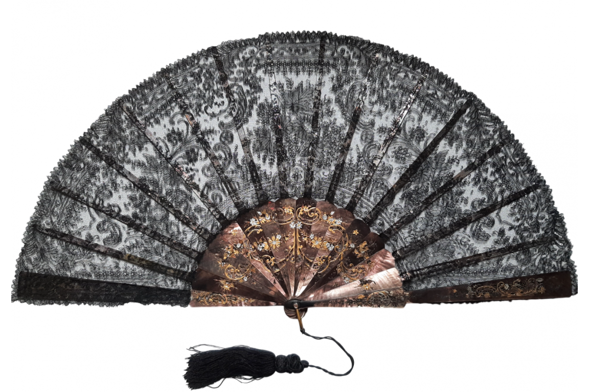 Lace flower, fan circa 1890